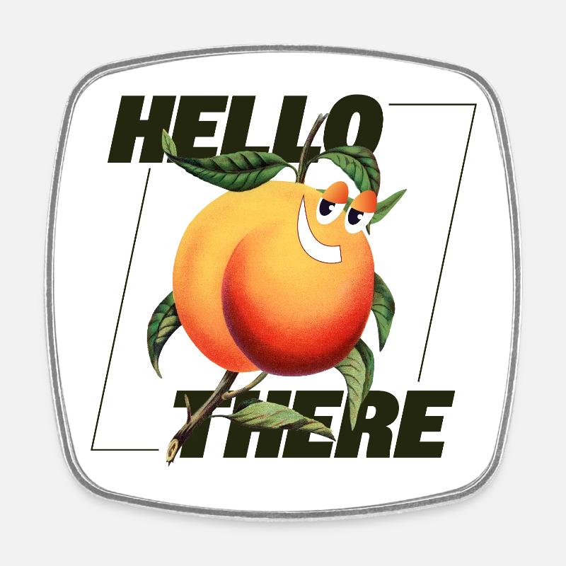 Peach Retro – Hello There Statement - Viereckiger Kühlschrankmagnet - Weiß