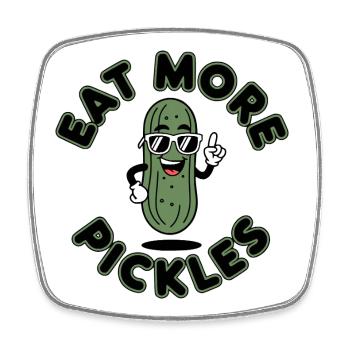 Eat More Pickles Gurken Fun Shirt - Viereckiger Kühlschrankmagnet - Weiß - Vorne