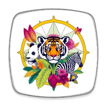 Tiger Panda Zebra - Square fridge magnet - white - Front