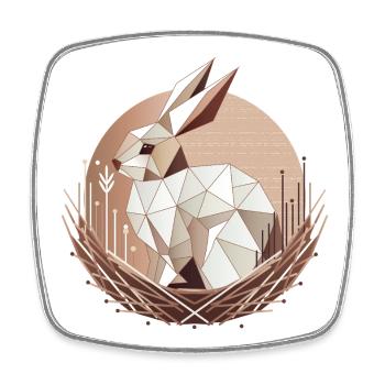 Geometric bunny in the nest – stylish Easter design - Square fridge magnet - white - Front