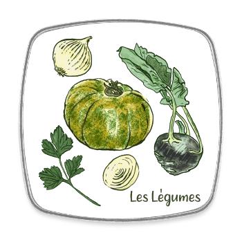 Les Légumes Garden Illustration - Square fridge magnet - white - Front