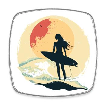 Surfeuse Femme - Magnet carré - blanc - Devant