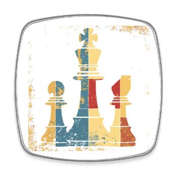 Schach Dame und König Grafik - Viereckiger Kühlschrankmagnet - Weiß - Vorne