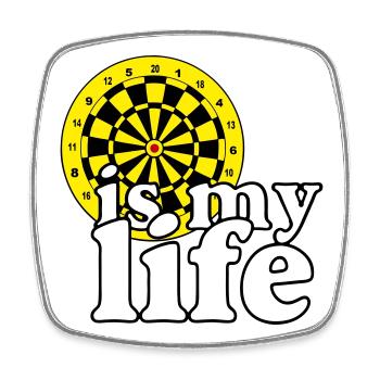 Dart, Dart, Darts, Shirt, Dart is my life - Square fridge magnet - white - Front