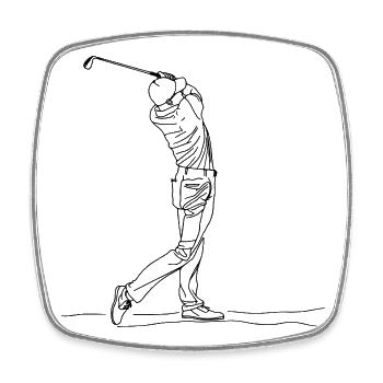 Golf Boy Dessin d’une ligne - Magnet carré - blanc - Devant