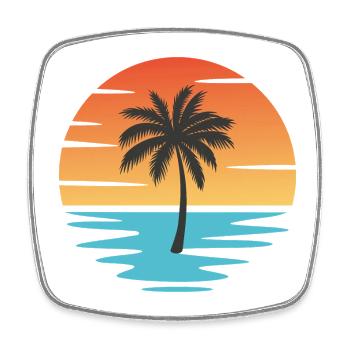 Plage Coucher de soleil - Magnet carré - blanc - Devant