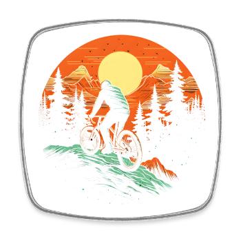 Mountainbiking Illustration - Viereckiger Kühlschrankmagnet - Weiß - Vorne