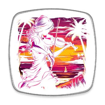 Violinist Synthwave - Square fridge magnet - white - Front