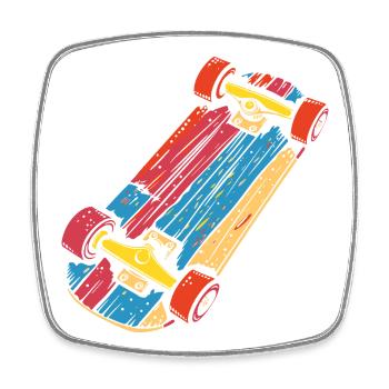 Skateboard Graphic Vintage Look - Magnet carré - blanc - Devant