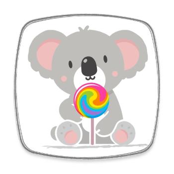 Niedlicher Koala mit einem bunten Lolli - Viereckiger Kühlschrankmagnet - Weiß - Vorne