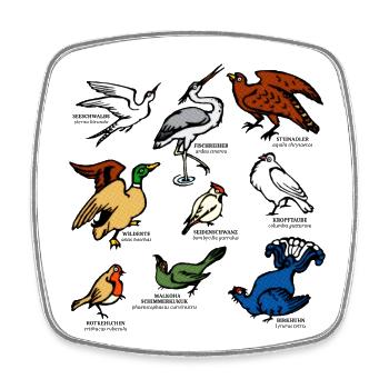 Vogelkunde Ornithologie bunte retro Vögel Garten - Viereckiger Kühlschrankmagnet - Weiß - Vorne