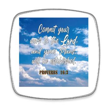 Proverbs16:3 - Square fridge magnet - white - Front