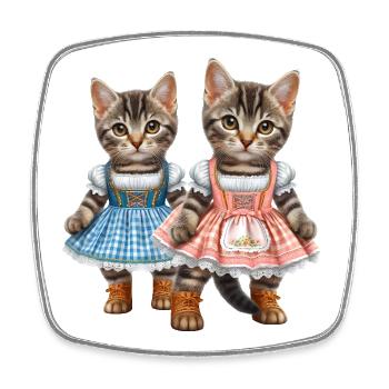 Dirndl kitties - Square fridge magnet - white - Front