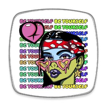 Be yourself - Square fridge magnet - white - Front