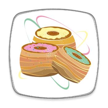 Trois Cronuts – Illustration avec une douce séduction - Magnet carré - blanc - Devant