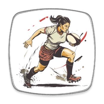 Joueuse de rugby - Magnet carré - blanc - Devant