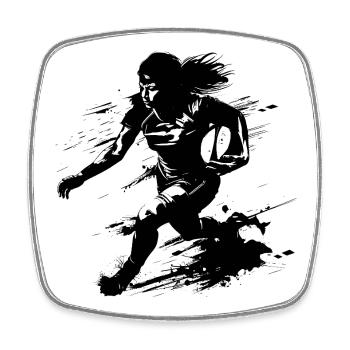 Rugby Spielerin - Viereckiger Kühlschrankmagnet - Weiß - Vorne
