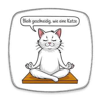 Cat Meditation - Square fridge magnet - white - Front