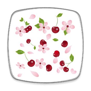 Cerisiers en fleurs et cerisiers – design romantique de la nature - Magnet carré - blanc - Devant