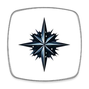 Nordstern Stern in Petrol Schwarz und Weiß - Viereckiger Kühlschrankmagnet - Weiß - Vorne