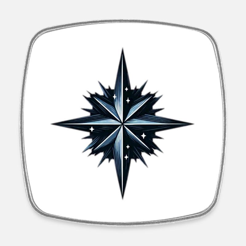 North Star Star in Teal Black and White - Square fridge magnet - white