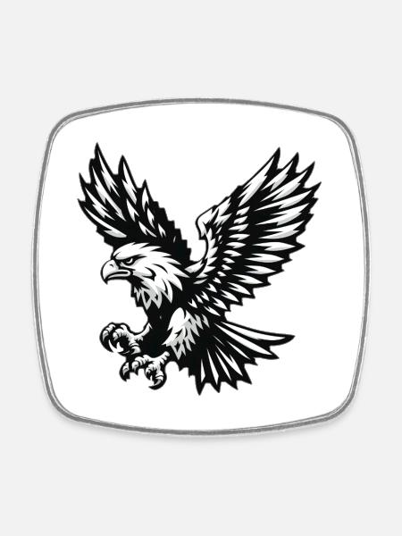 Aigle noir blanc - Magnet carré - blanc