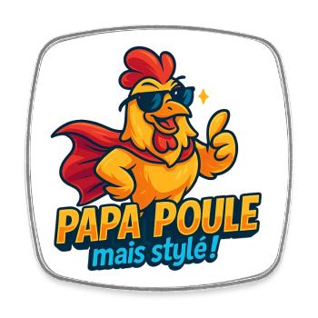 Poulet Style Mode Chic - Magnet carré - blanc - Devant