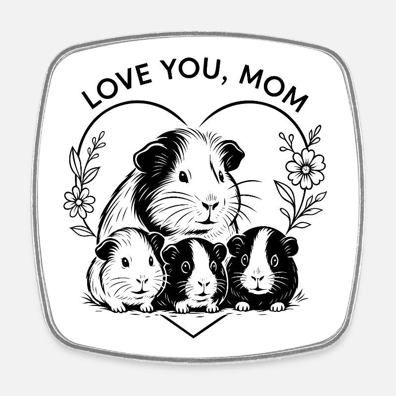 Cochon d’Inde Maman Idée Cadeau Fête des Mères - Magnet carré - blanc