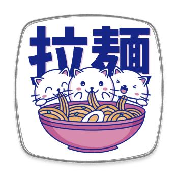 Ramen Cat Club - Square fridge magnet - white - Front