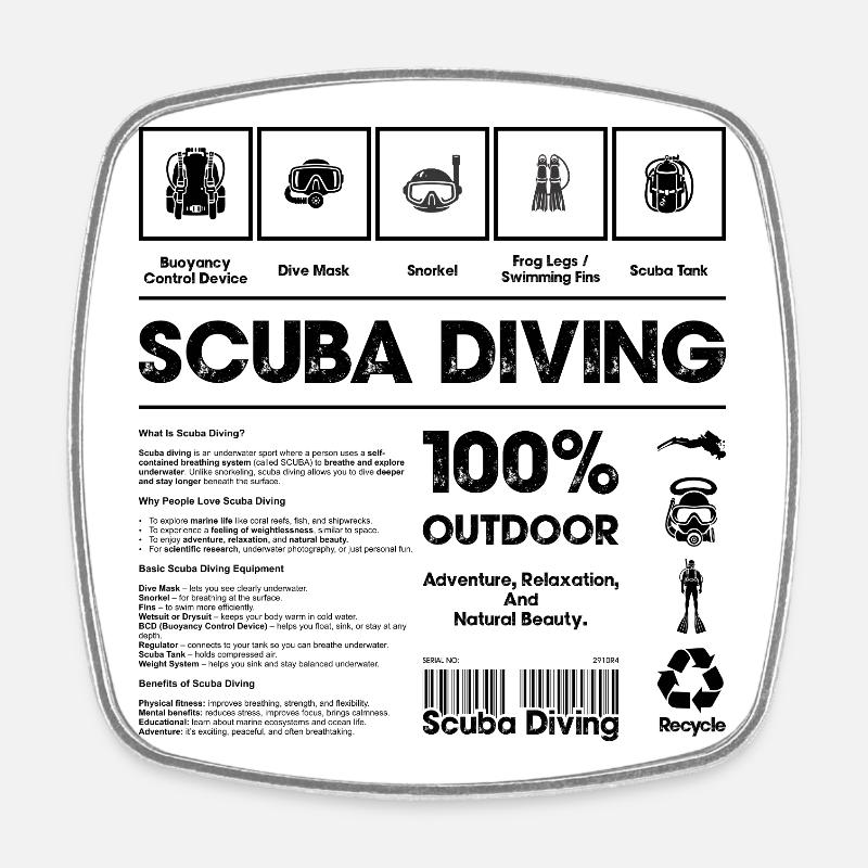Scuba Diving - Square fridge magnet - white
