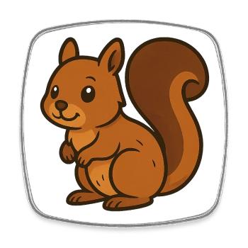 Niedliches Cartoon Eichhörnchen – passender Waldfreund - Viereckiger Kühlschrankmagnet - Weiß - Vorne