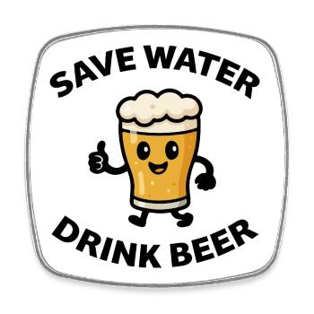 Save Water Vector - Square fridge magnet - white - Front