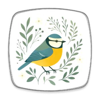 Blue and flowers - Square fridge magnet - white - Front