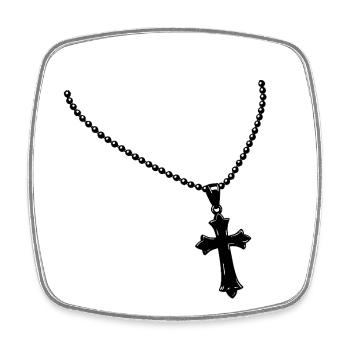 Kette mit Kreuz - Viereckiger Kühlschrankmagnet - Weiß - Vorne