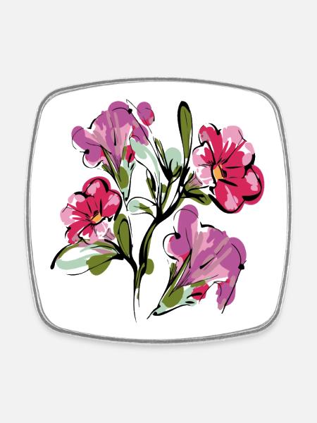 Blumenstrauß Flowers - Viereckiger Kühlschrankmagnet - Weiß
