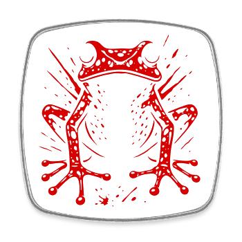 Red Poison Dart Frog - Tribal Animal Art - Square fridge magnet - white - Front