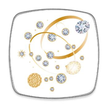Constellation de diamants en bandes dorées - Magnet carré - blanc - Devant
