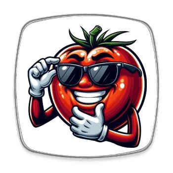 Tomate fraîche avec lunettes de soleil vanité d’été - Magnet carré - blanc - Devant