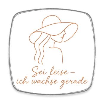 Quietly growing: Woman with a hat - Square fridge magnet - white - Front