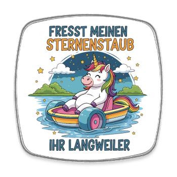 Einhorn Tretbootfahrt - Viereckiger Kühlschrankmagnet - Weiß - Vorne