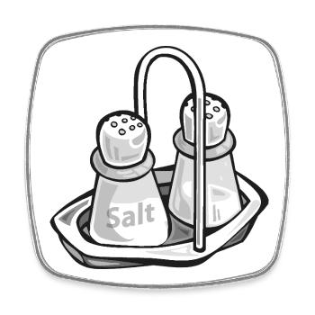 Salzstreuer | Salt shaker - Viereckiger Kühlschrankmagnet - Weiß - Vorne