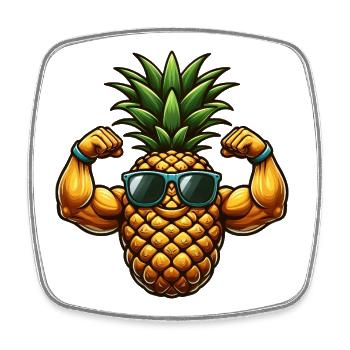 Cool cartoon pineapple with sunglasses - Square fridge magnet - white - Front