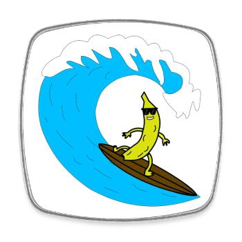 Surfeur de bananes sur la vague - Magnet carré - blanc - Devant