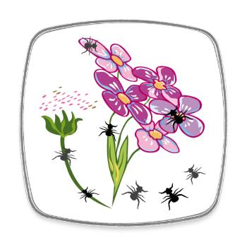 Blumen mit Ameisen Insekten - Viereckiger Kühlschrankmagnet - Weiß - Vorne