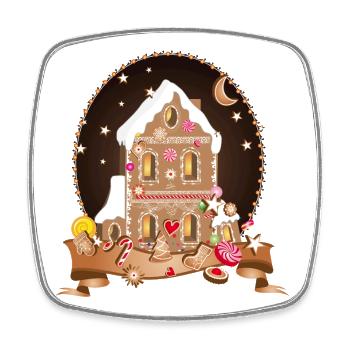 Lebkuchenhaus bei Nacht – Festlicher Glanz - Viereckiger Kühlschrankmagnet - Weiß - Vorne