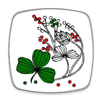 Wildblumen mit roten und grünen Beeren - Viereckiger Kühlschrankmagnet - Weiß - Vorne