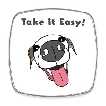 Take It Easy Pup Cartoon, italienischer Windhund - Viereckiger Kühlschrankmagnet - Weiß - Vorne