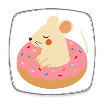 Süße Maus im Donut – Verspieltes Tiermotiv - Viereckiger Kühlschrankmagnet - Weiß - Vorne