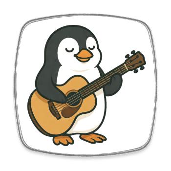 mignon pingouin guitariste groupe musicien musique - Magnet carré - blanc - Devant