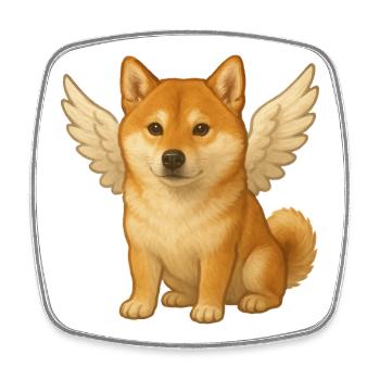 Süßer Shiba Inu Engel Cartoon Zufrieden Hunde - Viereckiger Kühlschrankmagnet - Weiß - Vorne